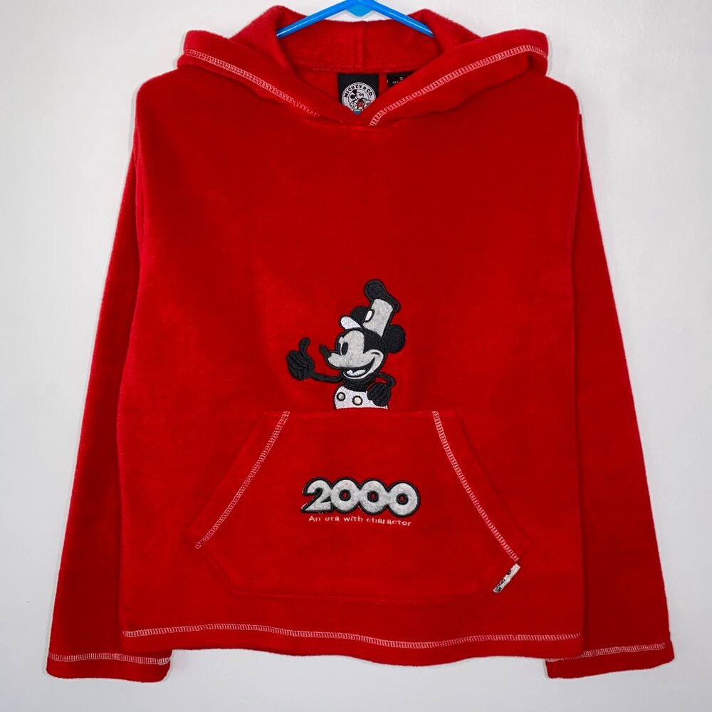 Disney Mickey Mouse 2000 Y2K Vintage Red Sweater Pullover Hoodie Womens Small